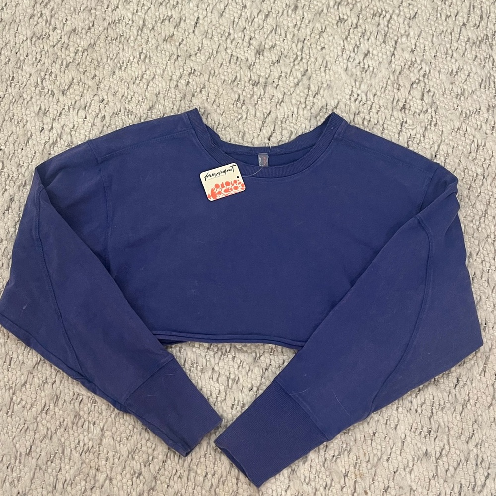 Free People Movement Blue Cropped Sweatshirt